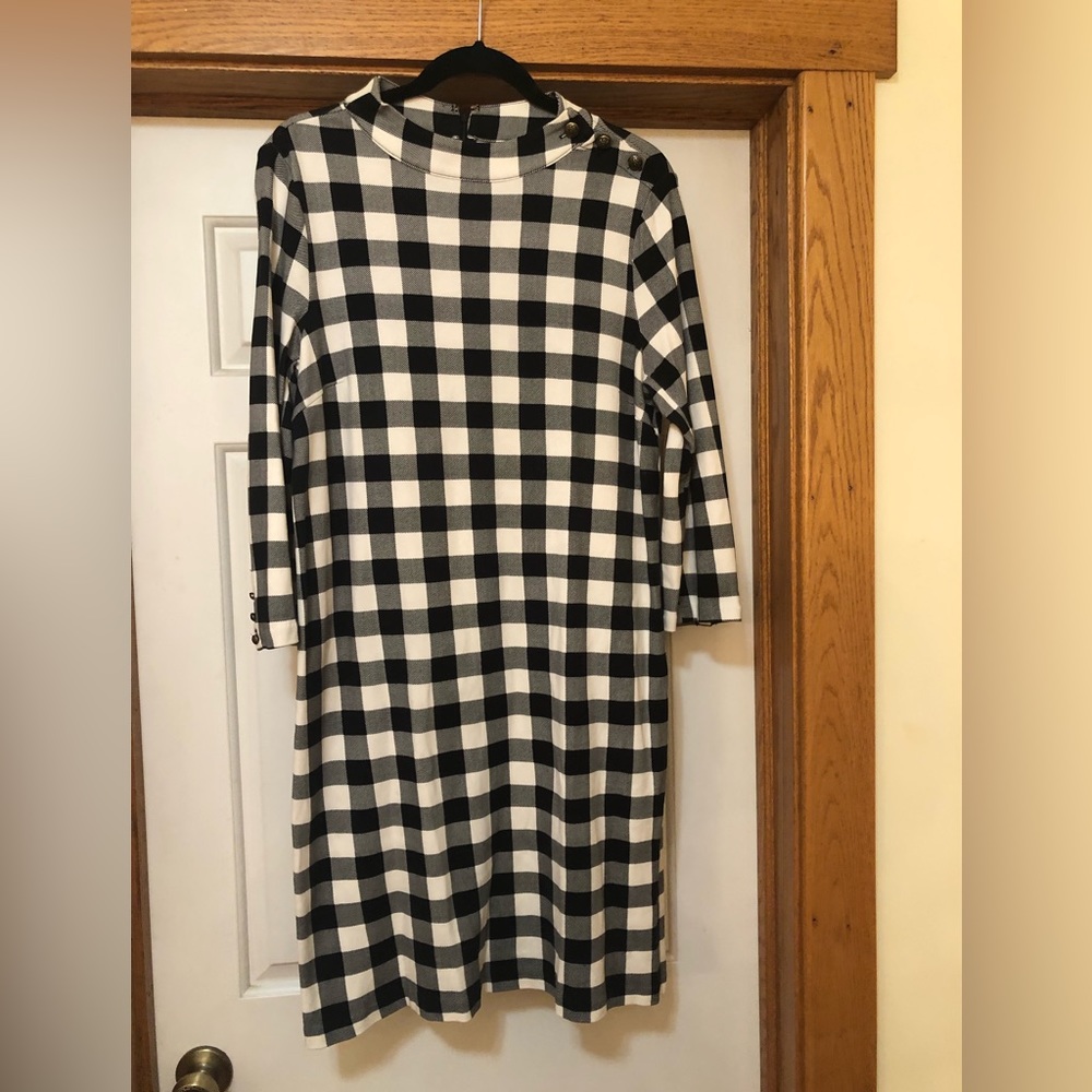 Talbots Black and White Plaid dress, Large